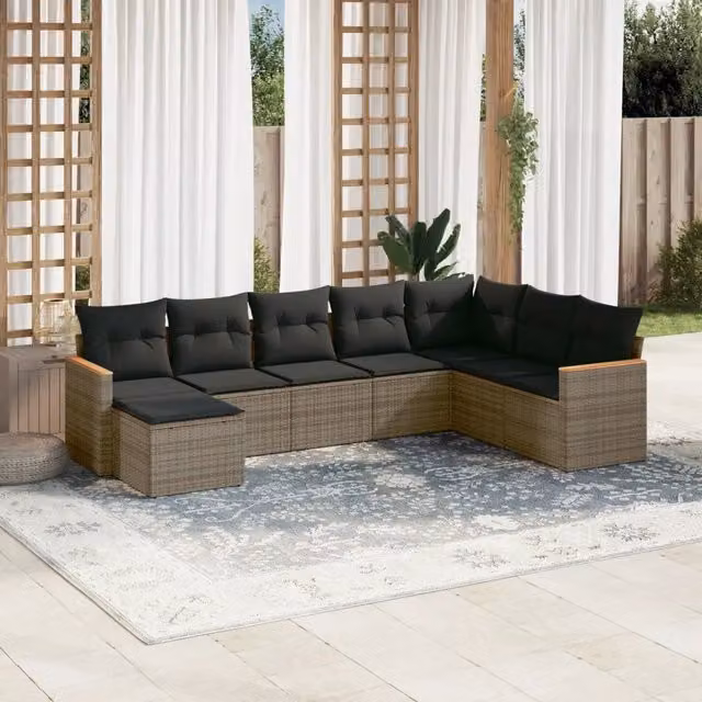 Set Divano da Giardino 8 pz con Cuscini Grigio in Polyrattan 3258651