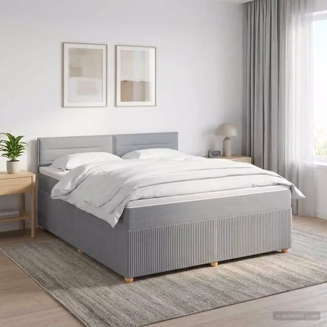 Letto box spring con materasso ibrido vidaXL Grigio Chiaro L/P/H: 140 x 200 x 100,5 cm – 1