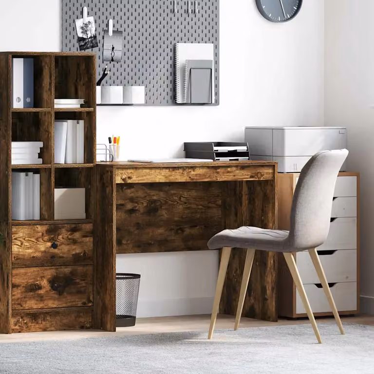 Scrivania vidaXL in rovere fumé marrone con design minimalista, L 90 cm x P 50 cm x H 76 cm