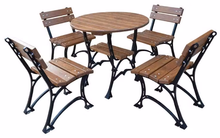 Casa Padrino Set di mobili da giardino in stile liberty marrone/nero - 1 tavolo da giardino e 4 sedie da giardino - Gastronomia - Mobili da giardino - Mobili da giardino - Patio