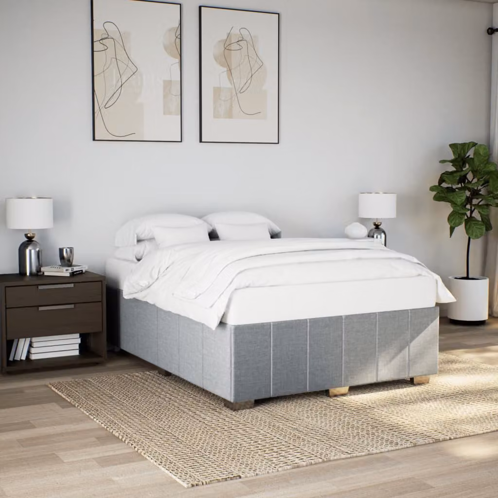 vidaXL Giroletto senza Materasso in Tessuto Grigio Chiaro L 140 x P 190 cm