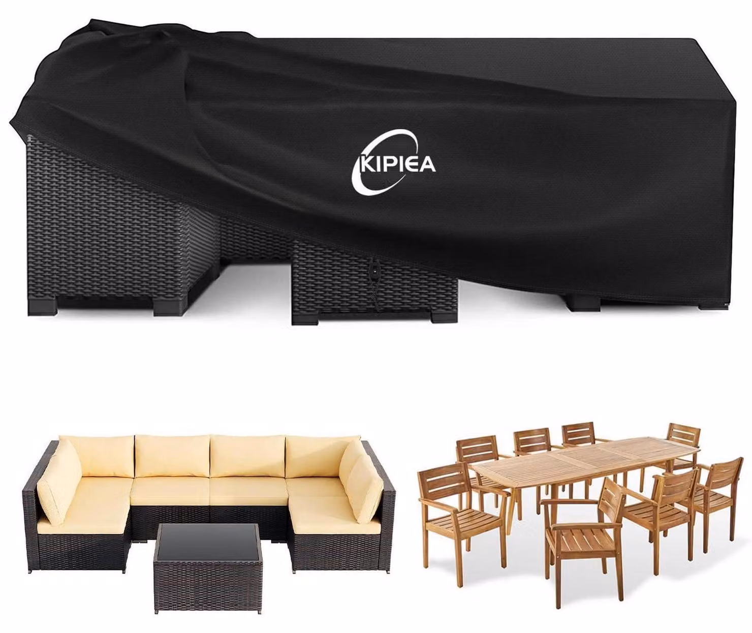Copertura impermeabile per mobili da giardino, dimensioni 211x122x71 cm, realizzata in tessuto Oxford 420D, resistente al vento e con protezione anti-UV
