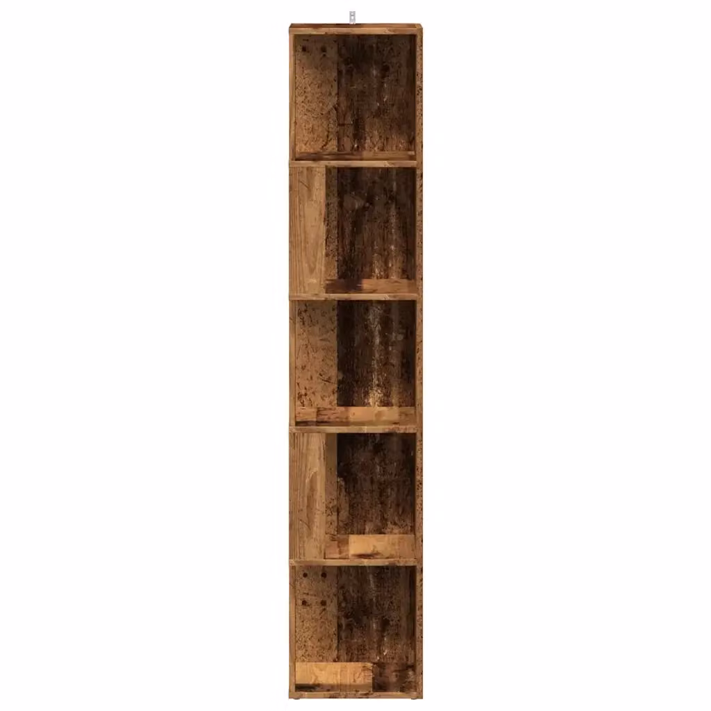 Mobile angolare vintage in legno composito effetto anticato marrone per soggiorno o ufficio L/P/H: 33 x 33 x 165 cm – 2