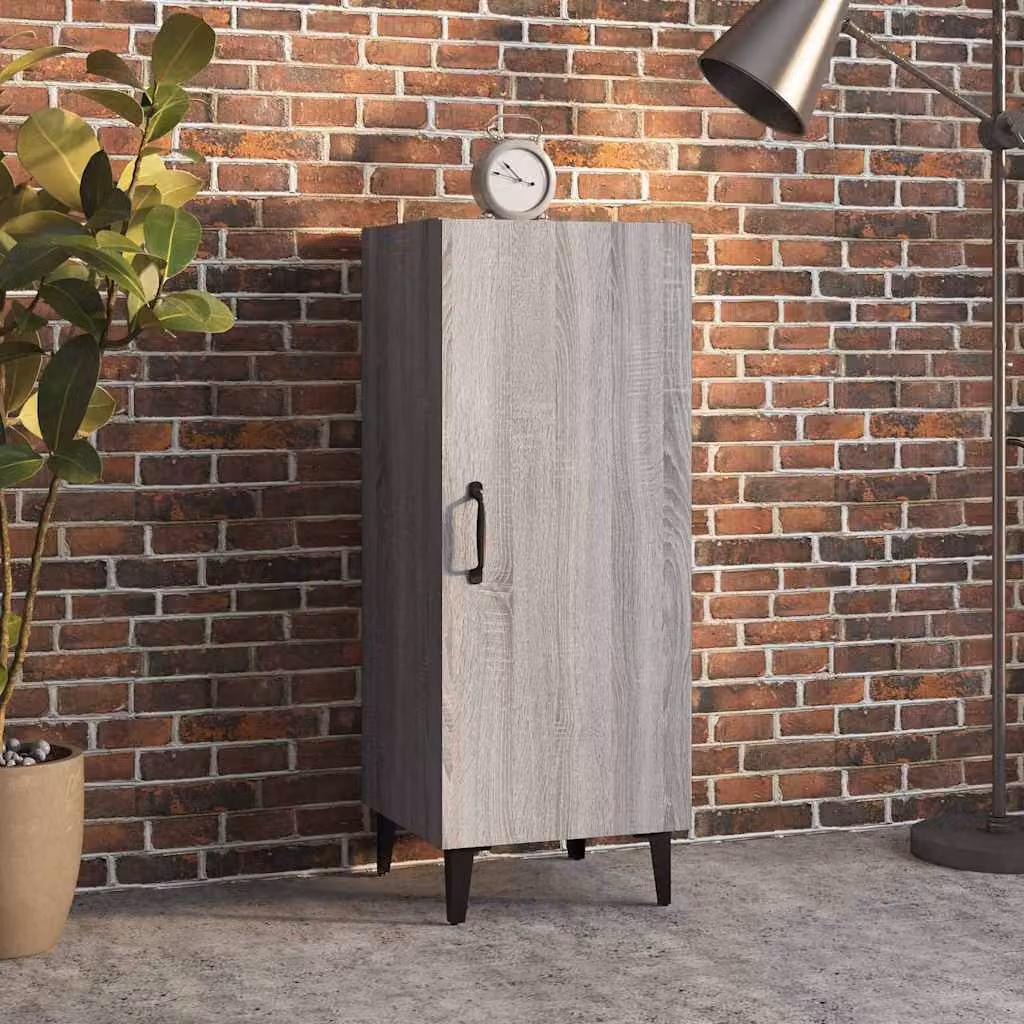 Credenza moderna vidaXL in legno multistrato Grigio Sonoma, sospesa a parete, L 34,5 cm x P 34 cm x H 90 cm