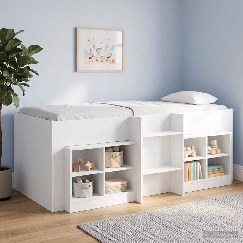 Letto alto singolo per bambini vidaXL in legno ingegnerizzato bianco, L/P/H: 200 x 90 x 111 cm