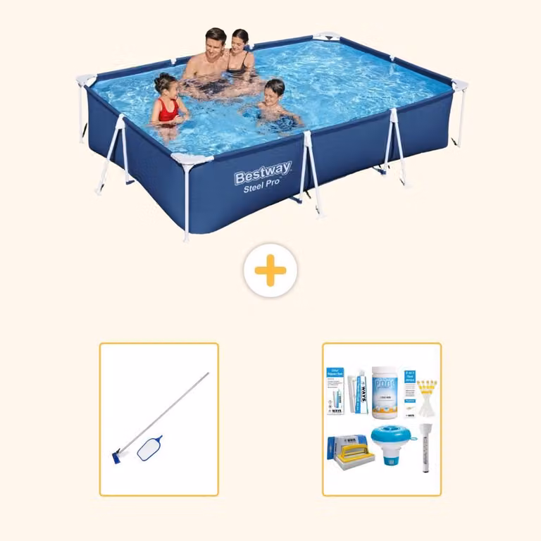 Bestway Steel Pro, piscina rettangolare - 300x201x66 cm - 3 pezzi - Modello S22717