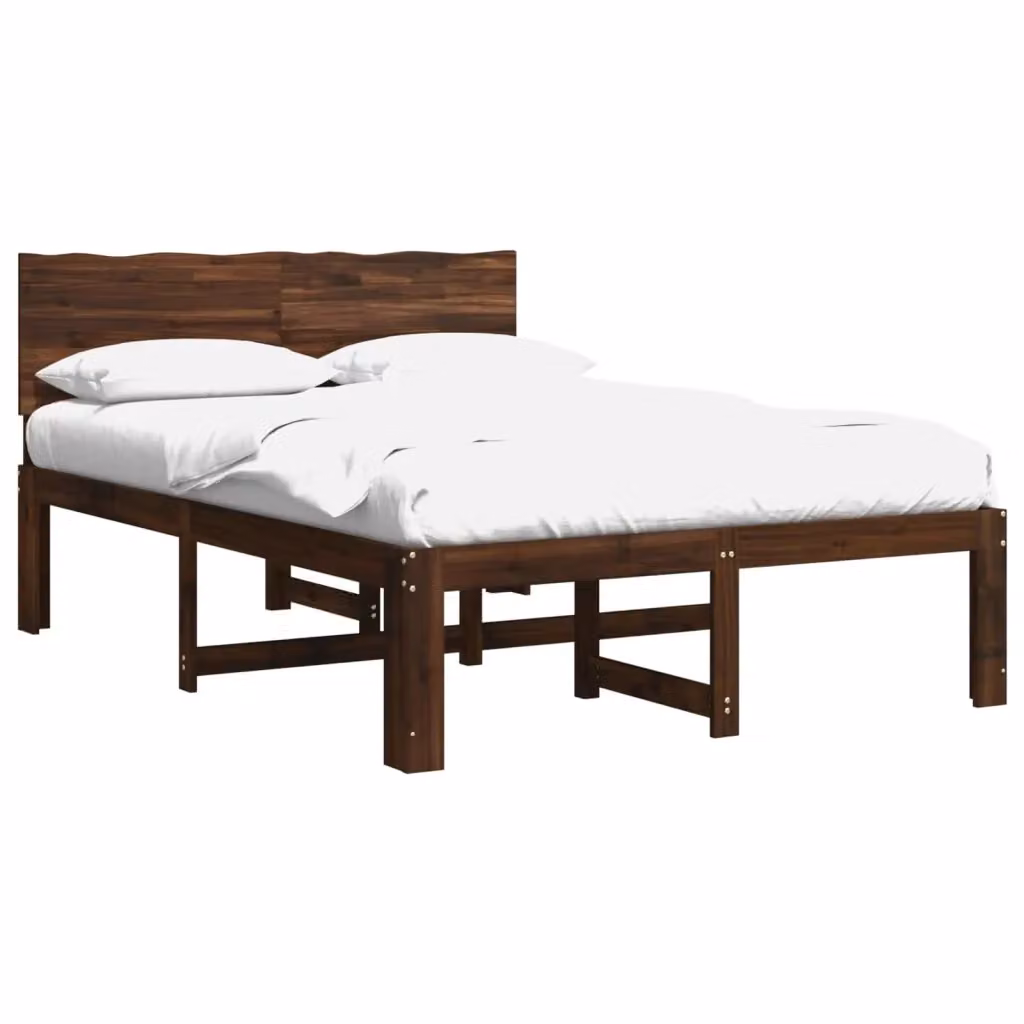 Letto matrimoniale ROSTOCK vidaXL in legno di acacia marrone scuro L/P/H: 140 x 190 x 91 cm – 2