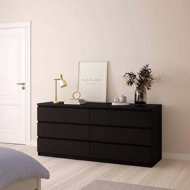 Credenza Joyce DMORA, Buffet e Madia per Soggiorno o Cucina, Nero Opaco, L 154 x P 50 x H 68 cm – 1