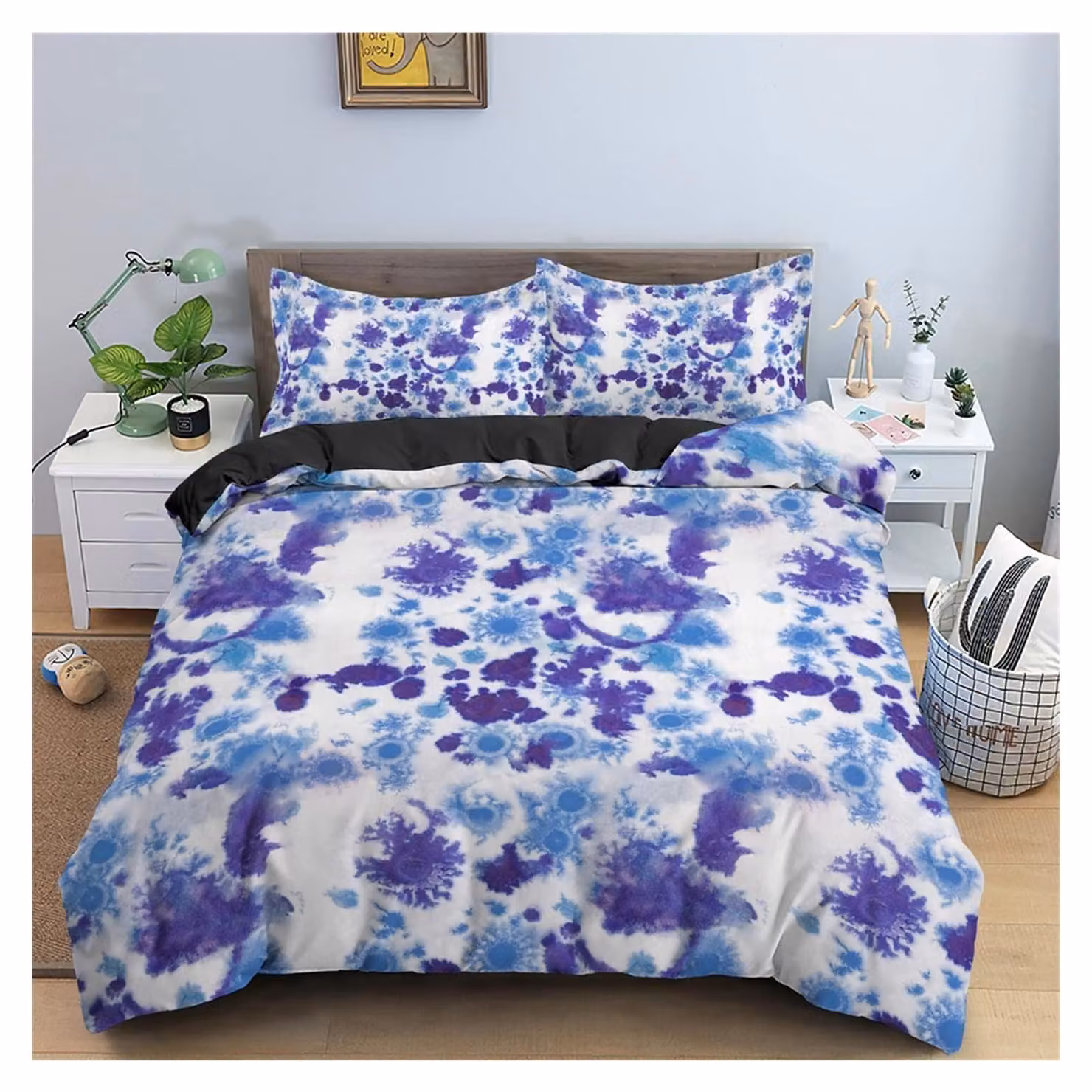 Set di biancheria da letto in stile acquerello per una camera da letto