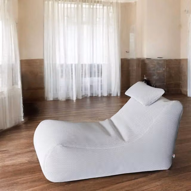 Pouf Chck Talamo Italia, Poltrona sacco e poggiapiedi multiuso, Bianco, L 120 x P 70 x H 65 cm