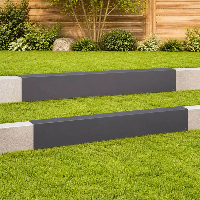 Set di 2 profili di copertura per giardino vidaXL in acciaio, colore antracite o nero, L 100 x P 20 x H 15 cm