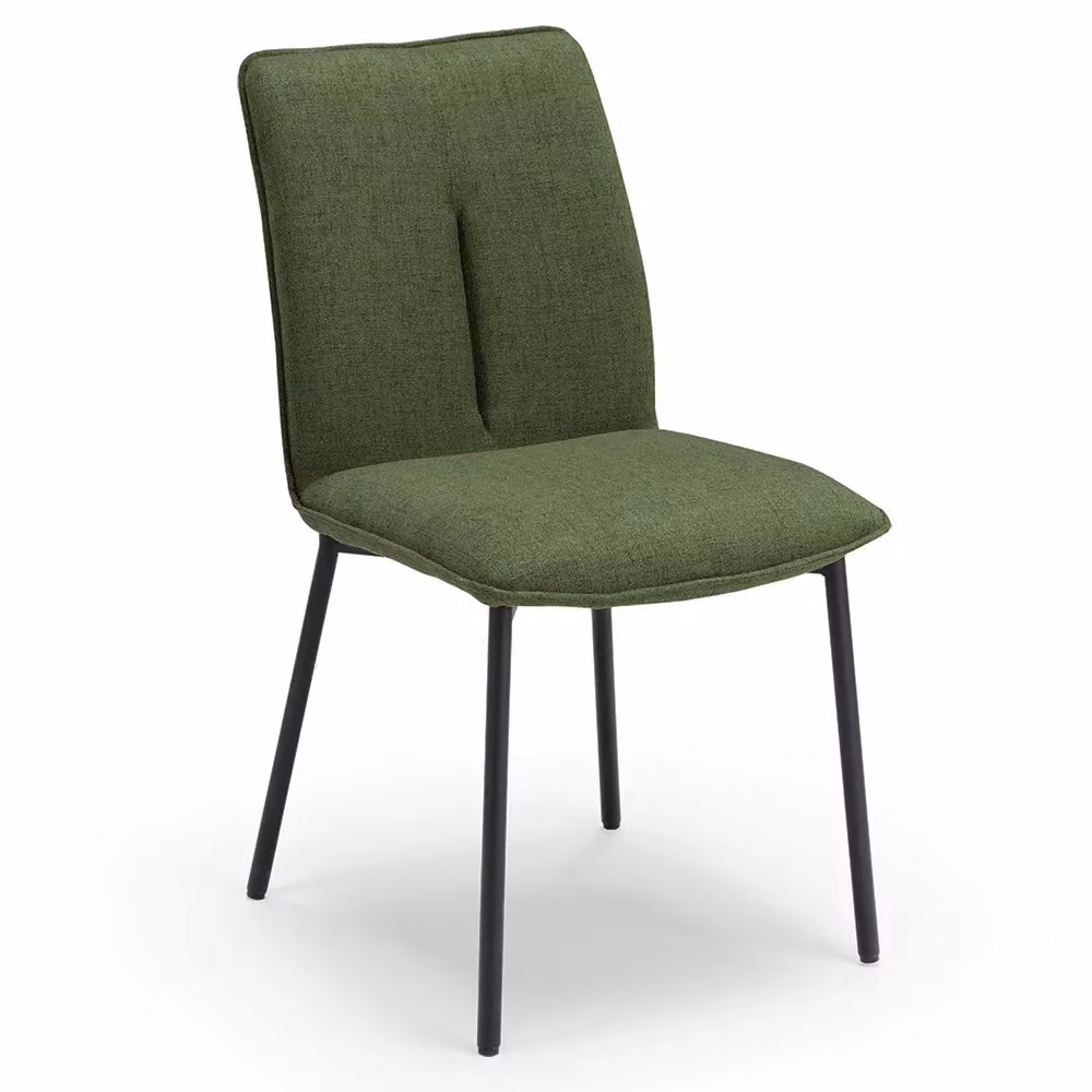 Set di 2 sedie imbottite CAMILLA Redokasa per cucina, sala da pranzo e soggiorno, design moderno con gambe coniche in metallo e rivestimento in tessuto effetto doppio tono colore Verde Oliva – 2