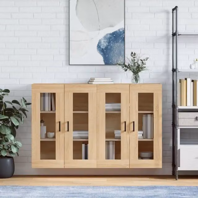 Armadietti a Parete 2 pz Rovere Sonoma in Legno Multistrato 3197940