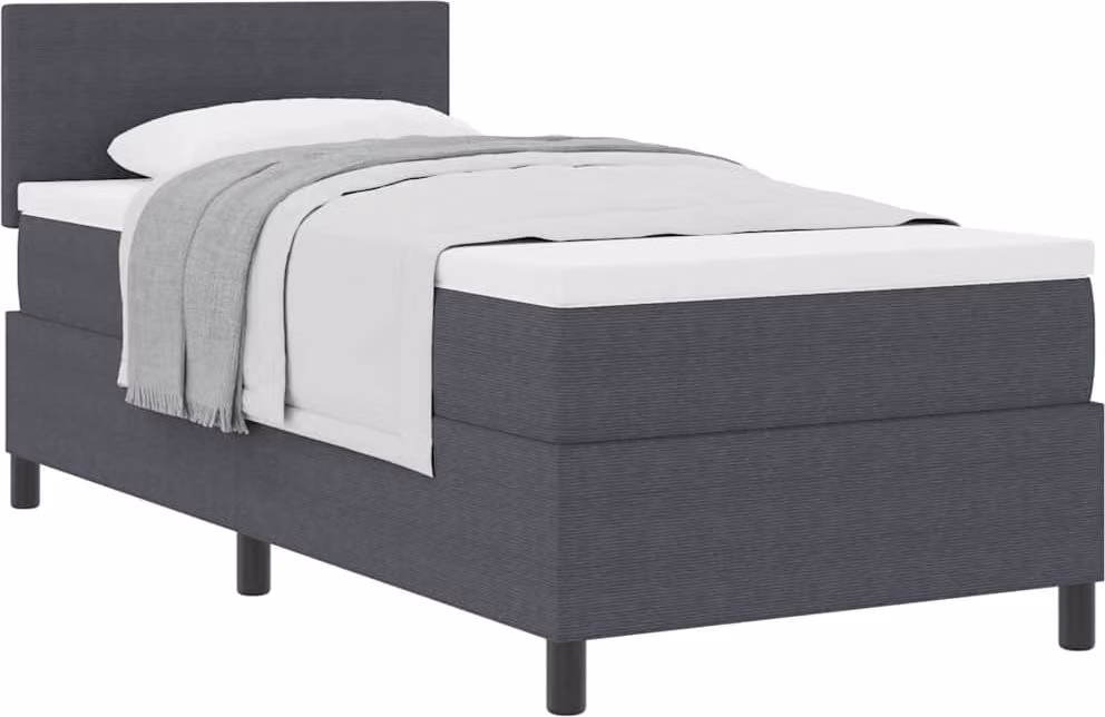 Letto a molle con testiera Grigio Scuro e Bianco 90 x 200 cm