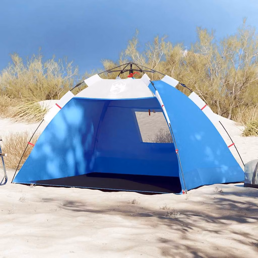 vidaXL Tenda da Spiaggia per 2 Persone, Blu, Impermeabile in Poliestere, L/P/H: 207 x 127 x 44 cm