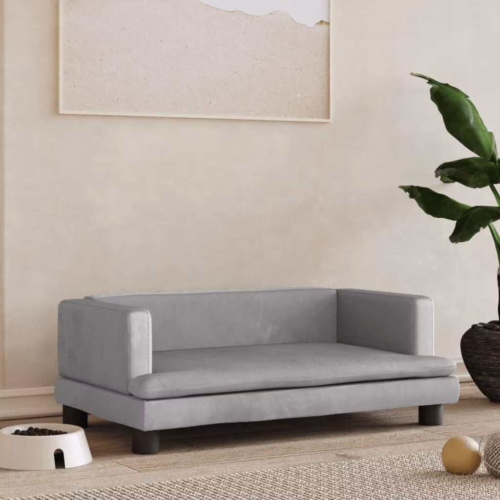 The Living Store Letto per cani Grigio chiaro 80x45x30 cm Velluto