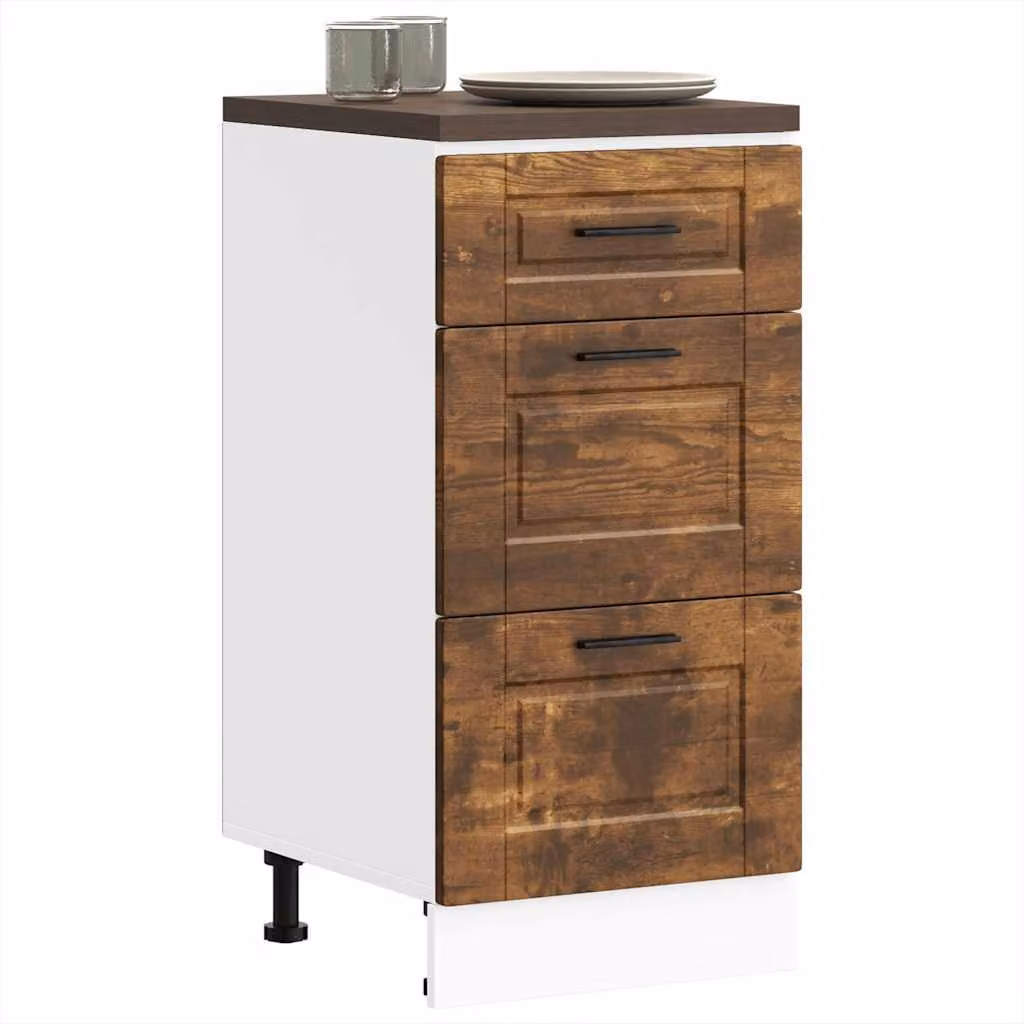 Base da cucina moderna vidaXL Porto Rovere Fumo in legno marrone con cassetti interni L: 46,0 cm, P: 40,0 cm, H: 81,5 cm