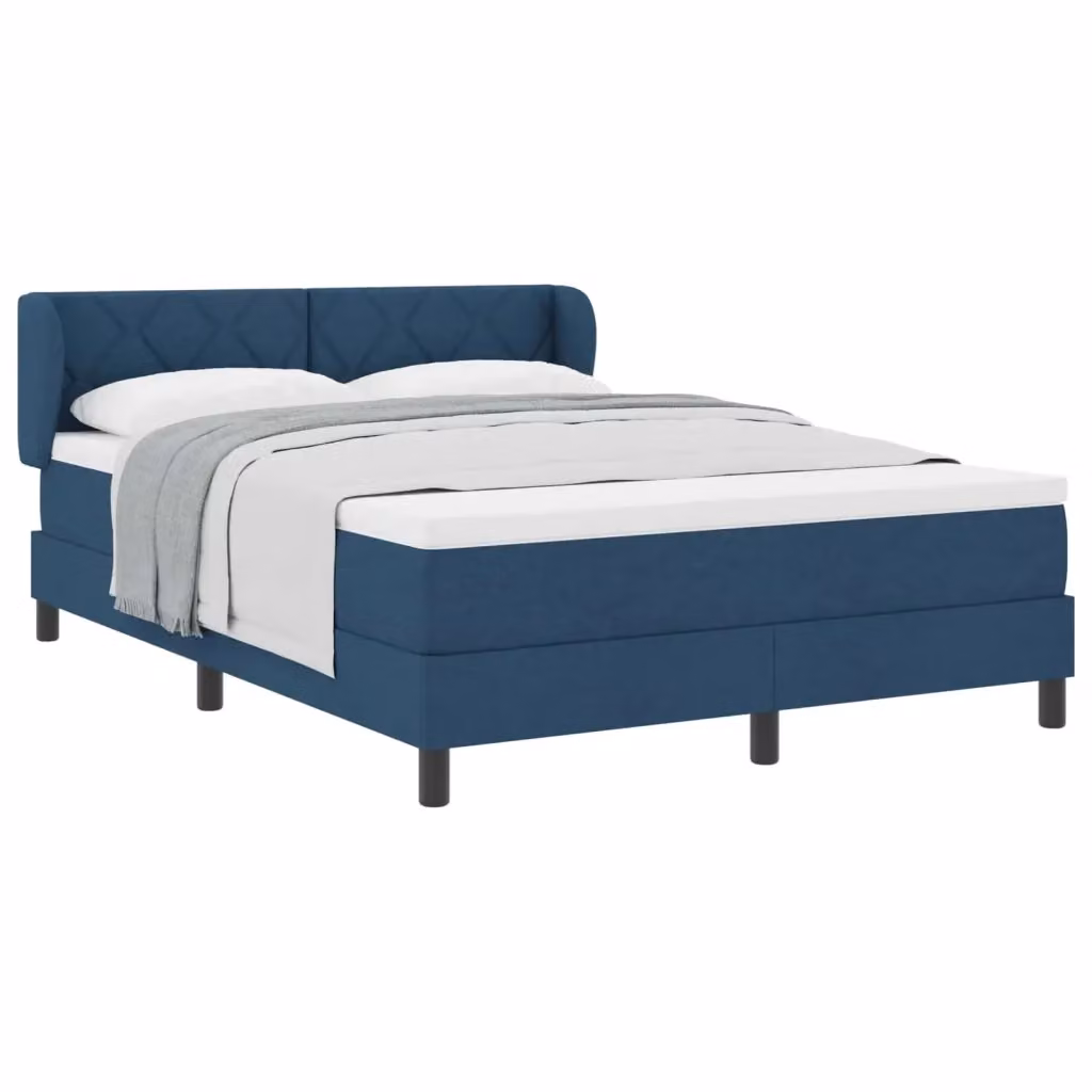Letto a molle con testiera vidaXL in tessuto blu L: 140 cm, P: 200 cm, H: 88 cm – 2