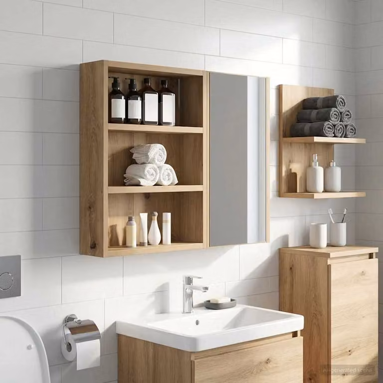 Armadio da bagno a muro vidaXL in stile moderno, Rovere, L 40 cm x P 10 cm x H 50 cm