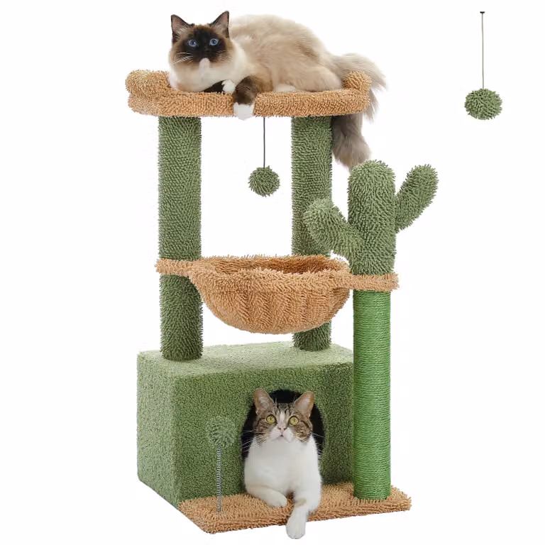 Albero per gatti, grande grotta per gatti, tiragraffi, verde