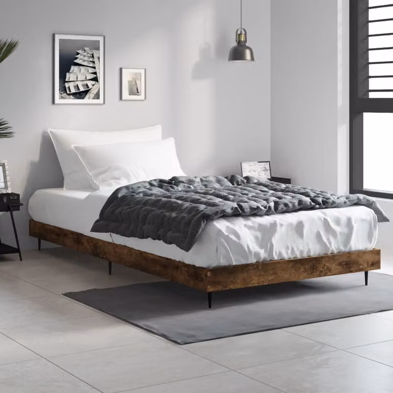 Giroletto vidaXL senza materasso in rovere fumo e metallo, L 100 x P 200 cm