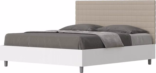 Letto Matrimoniale GIORDANOSHOP Beige con Rete in Legno e Tessuto L/P/H: 160 x 200 x 113 cm