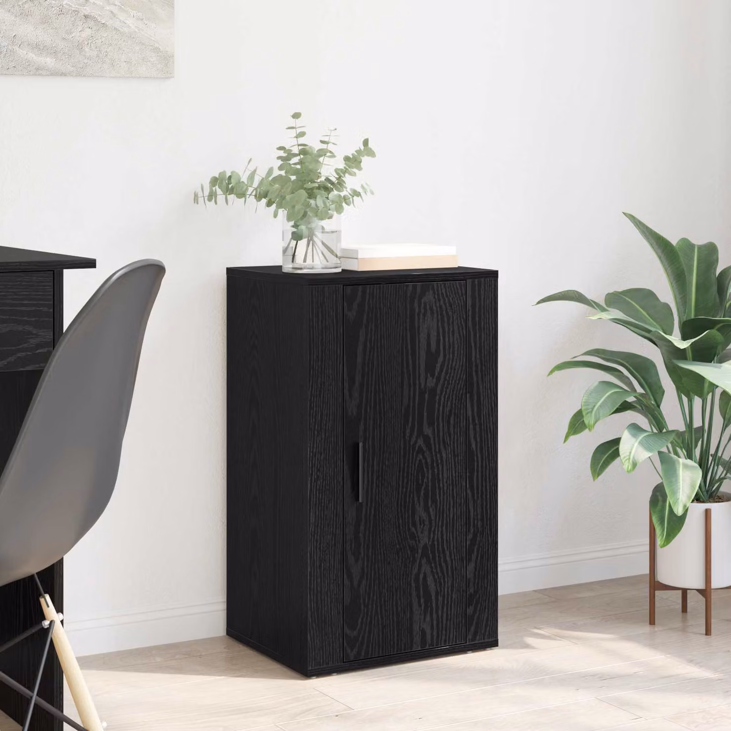 Credenza moderna vidaXL in legno ingegnerizzato nero, L: 40 cm, P: 33 cm, H: 70 cm