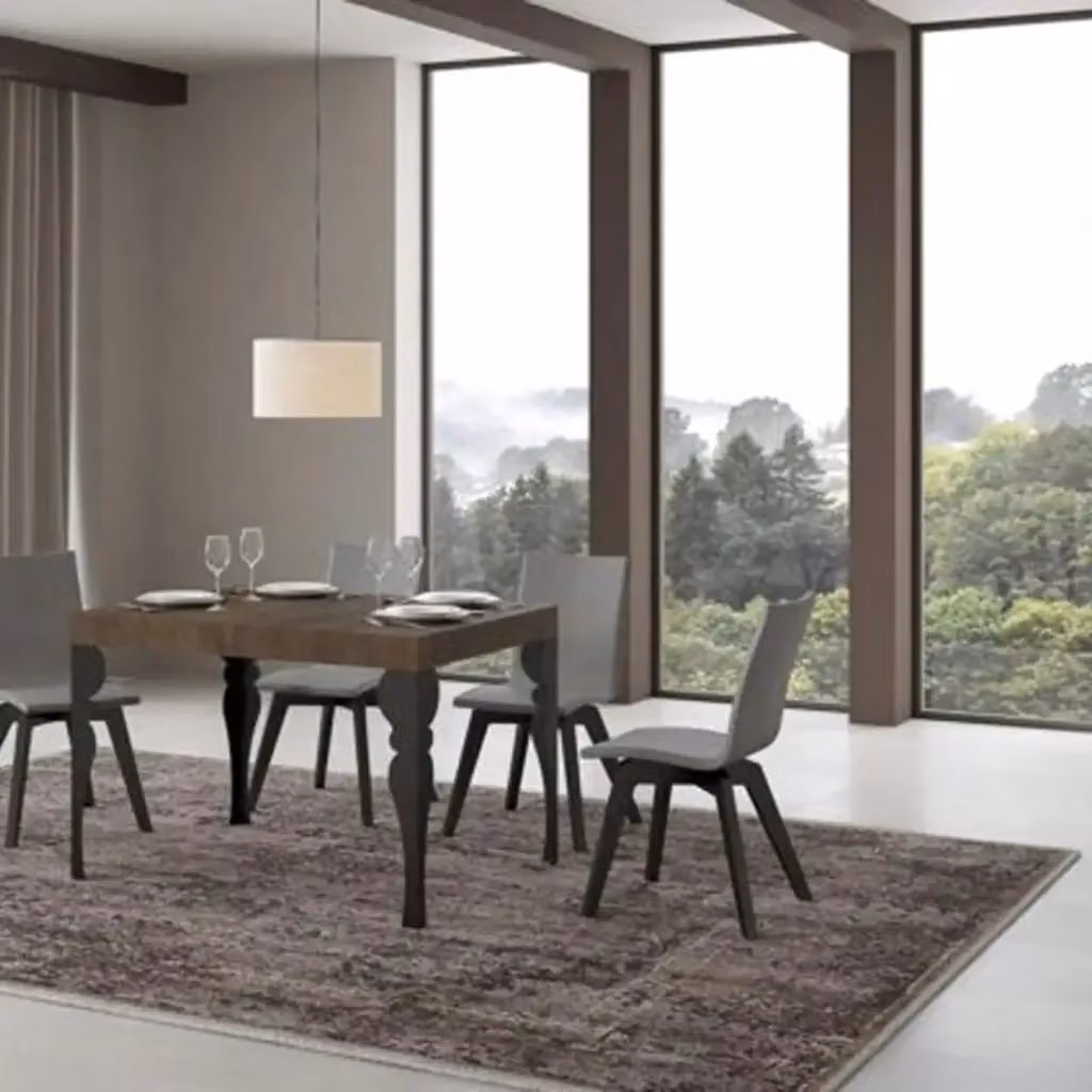 Tavolo allungabile moderno Itamoby con piano a farfalla, colore marrone e gambe antracite, L/P/H: 110/194 x 70 x 77 cm – 2