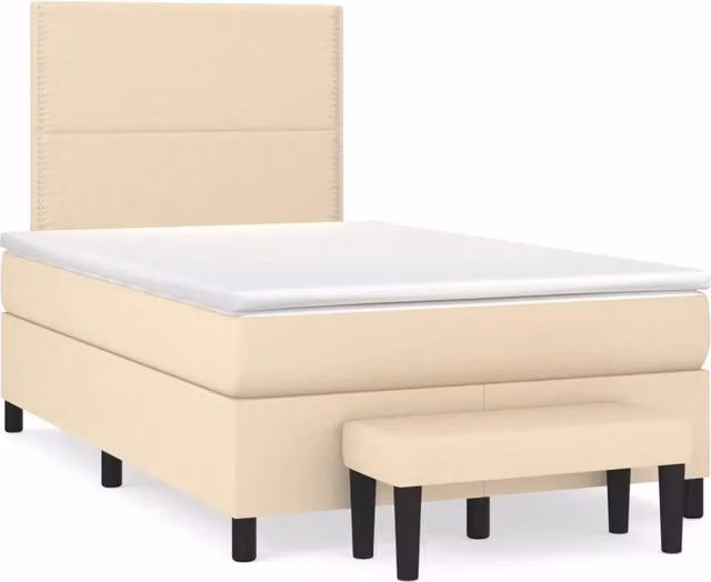 Giroletto a Molle con Materasso Crema 120x190 cm in Tessuto 3270353