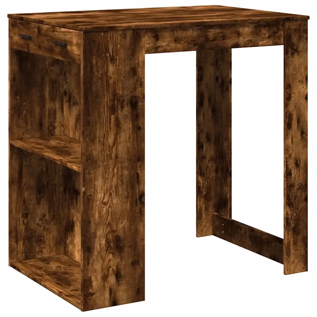 Tavolo rettangolare in stile rustico vidaXL, colore marrone quercia, in materiale composito e MDF, L: 80 cm, P: 70 cm, H: 103,5 cm – 2