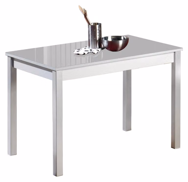 Tavolo da pranzo in vetro e metallo, colore grigio, dimensioni 80x40 cm