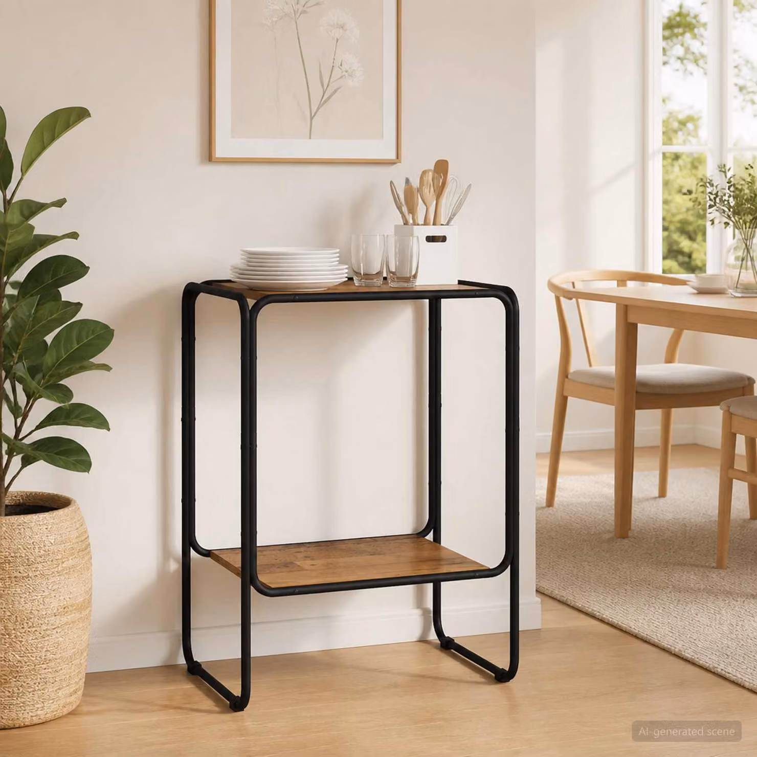 Credenza in stile industrial vidaXL in legno e metallo, colore marrone, L 60 cm x P 38 cm x H 75 cm