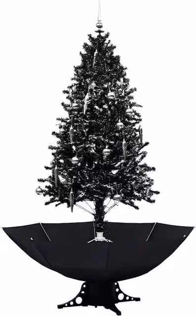 Albero di Natale | Decorazioni natalizie con Nevicata e Base ad Ombrello Nero 190cm PVC