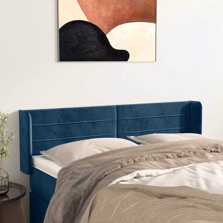 Testiera ad orecchio vidaXL in velluto blu scuro L: 147 cm, P: 16 cm, H: 78-88 cm
