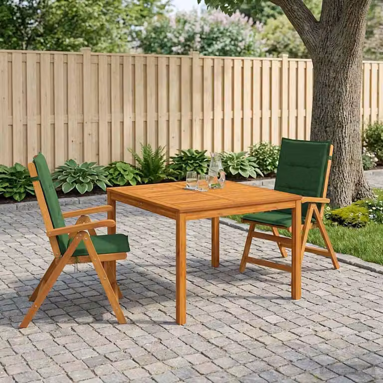 Set da pranzo da giardino vidaXL in legno di acacia marrone composto da 3 pezzi con tavolo quadrato e sedie