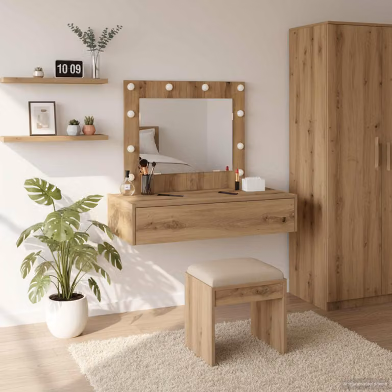 vidaXL Tavolo da Trucco Moderno in Legno Marrone L: 83 cm, P: 40 cm, H: 70 cm