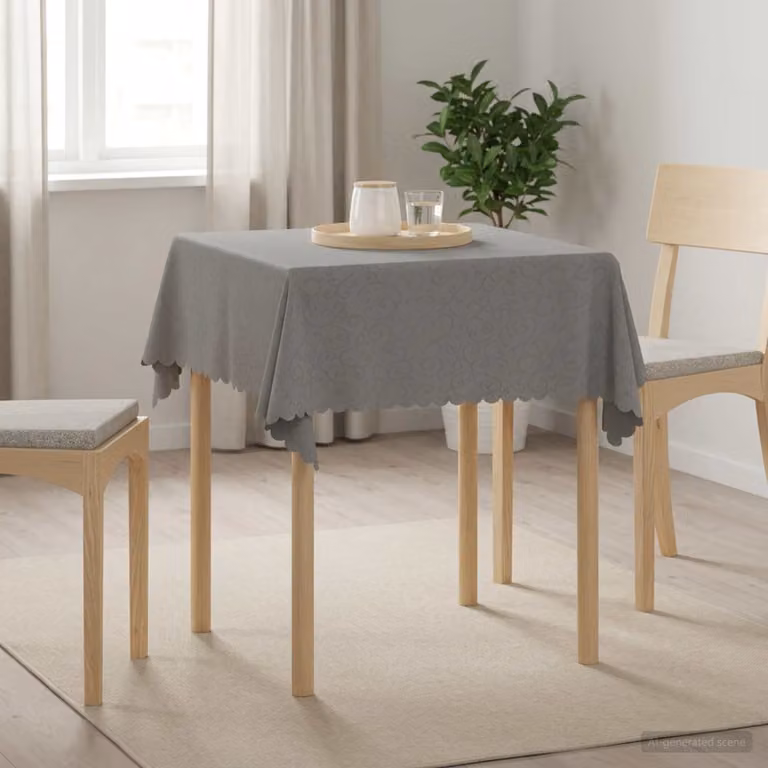 Set di 5 tovaglie quadrate vidaXL in poliestere jacquard, colore grigio chiaro, L 110 cm x P 110 cm, idrorepellenti e lavabili in lavatrice