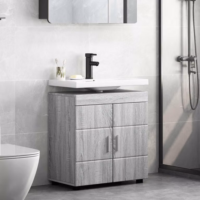 Set di armadi da bagno vidaXL TULUM moderno in MDF Grigio L: 60 cm, P: 34 cm, H: 63 cm