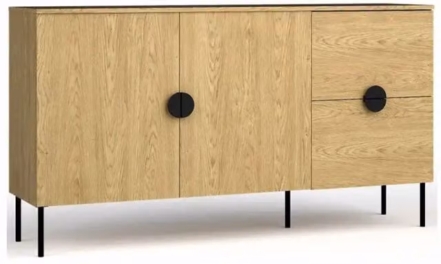Piccolo Buffet 2 Porte e 2 Cassetti - Colore Rovere - Collezione MONDO