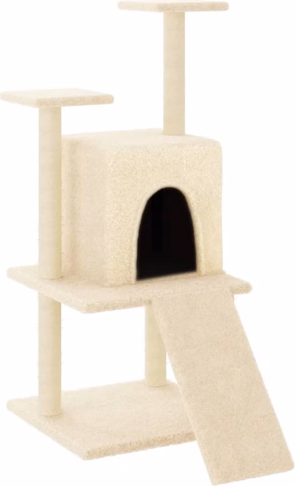 Albero per Gatti con Tiragraffi in Sisal Crema 110 cm