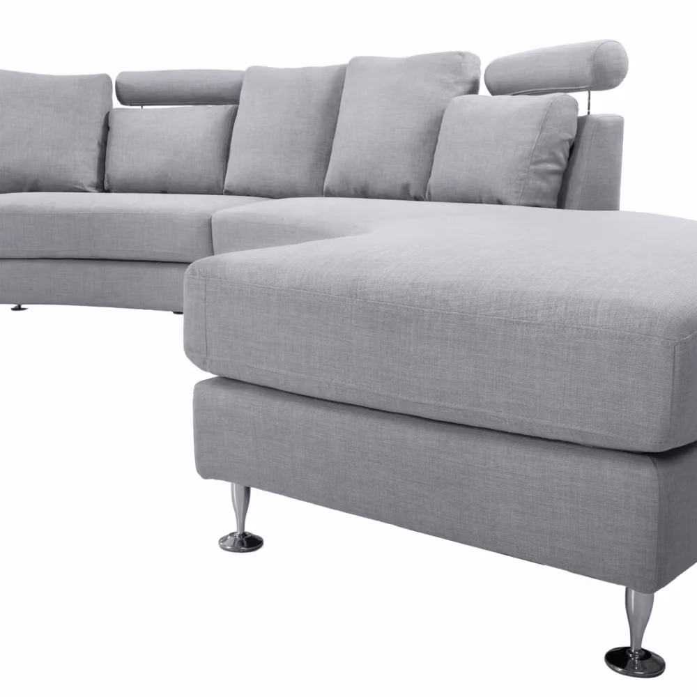 Divano Modulare a U Beliani Grigio con Poggiatesta Regolabile e Pouf Incluso – 2
