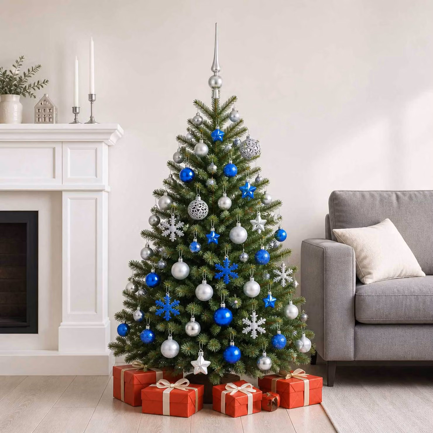 vidaXL Set di Palline di Natale 111 pz Blu e argento 6 cm Polistirolo