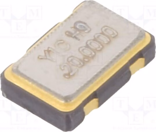 1 oscillatore: quarzo 20 MHz, precisione 50 ppm, montaggio superficiale (SMD), 3,3 V, temperatura di esercizio -20 ÷ 70 °C, dimensioni 5x3,2x1,3 mm, modello OSC20M-3.3/S5