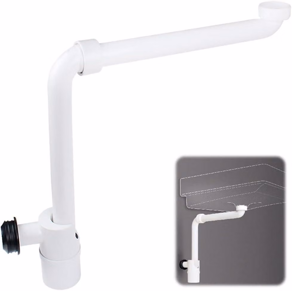 Sifone da 1 1/4 di pollice, salvaspazio - Con sistema anti-odori - Tubo di scarico - Facile da pulire - Resistente - Realizzato con materiali robusti - Sistema di scarico