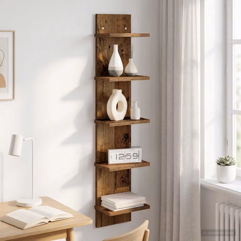 Scaffale da parete moderno vidaXL in legno color marrone L/P/H: 22 x 15 x 100 cm