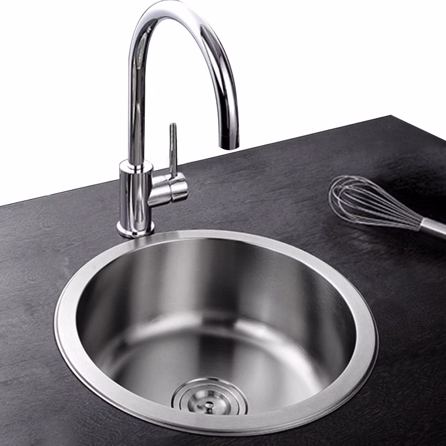 Lavello in acciaio inossidabile rotondo - Robusto lavabo da 36x36 cm