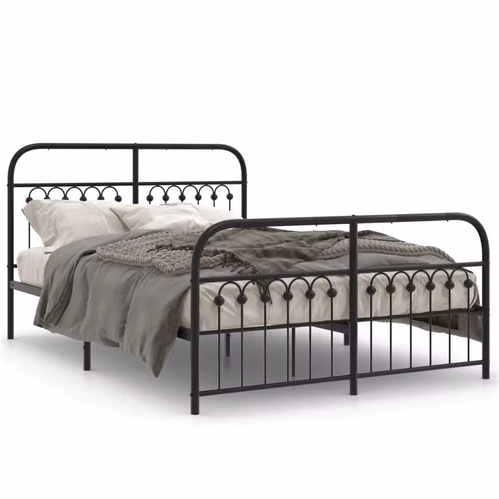Giroletto vidaXL con testiera e pediera in metallo nero L: 137 cm, P: 190 cm – 2