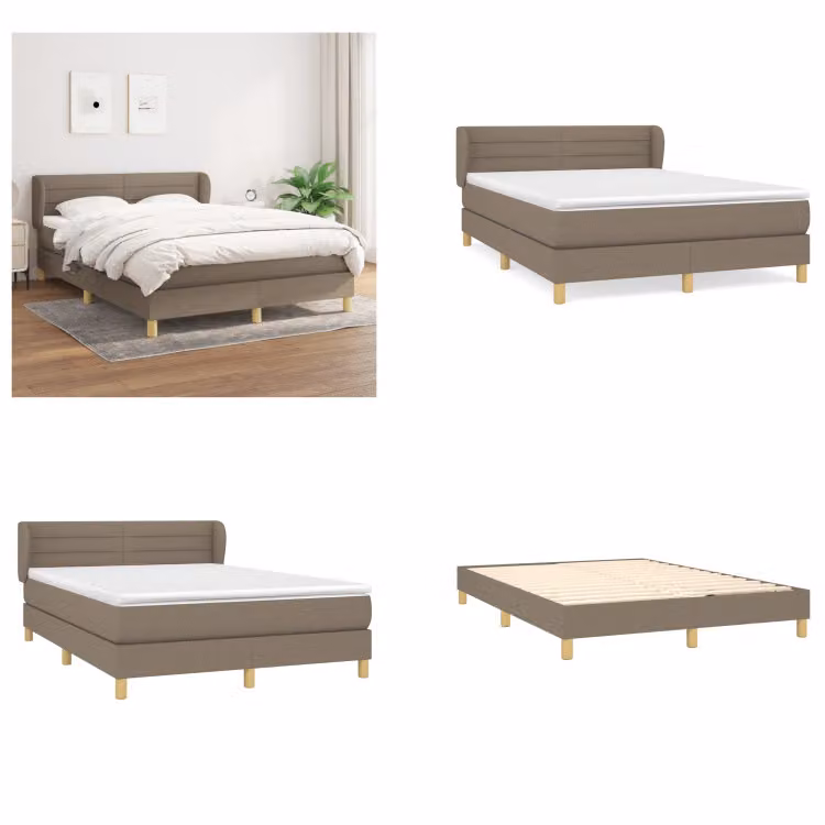 vidaXL Letto boxspring con materasso Taupe 140x190 cm in tessuto - Boxspring bed - Boxspringbetten - Bett - Schlafzimmermöbel