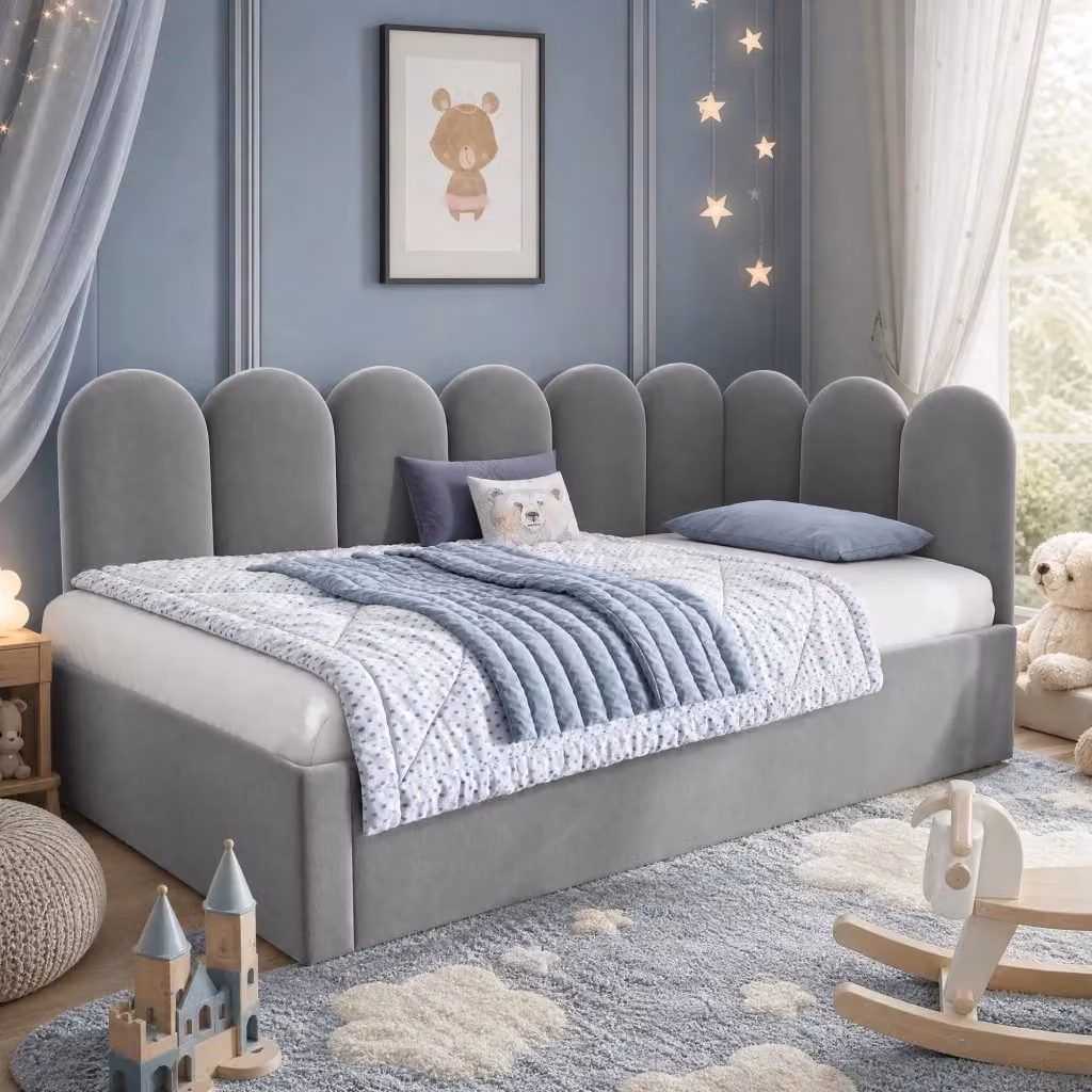 Letto daybed con letto estraibile Beaok in velluto grigio L: 90 cm, P: 200 cm – 2