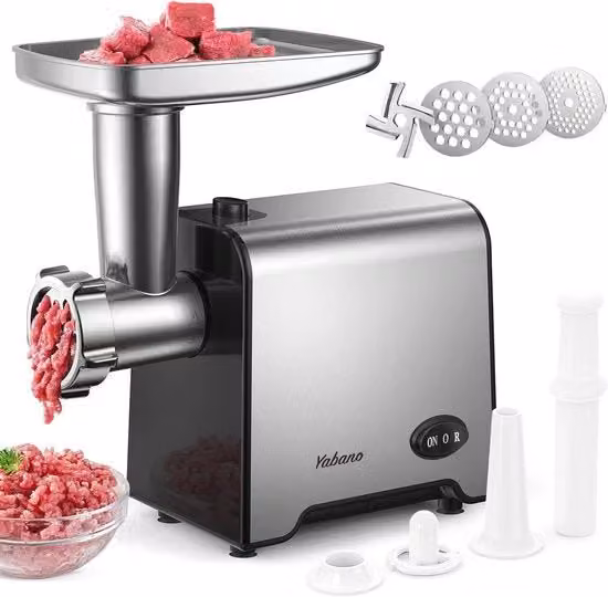 Molinello elettrico con accessorio per carne e 3 lame in acciaio inox